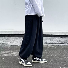 工装裤2023新款男装春季港风情侣休闲裤男宽松直筒裤K0351-P35，男装休闲裤，星座308B-1