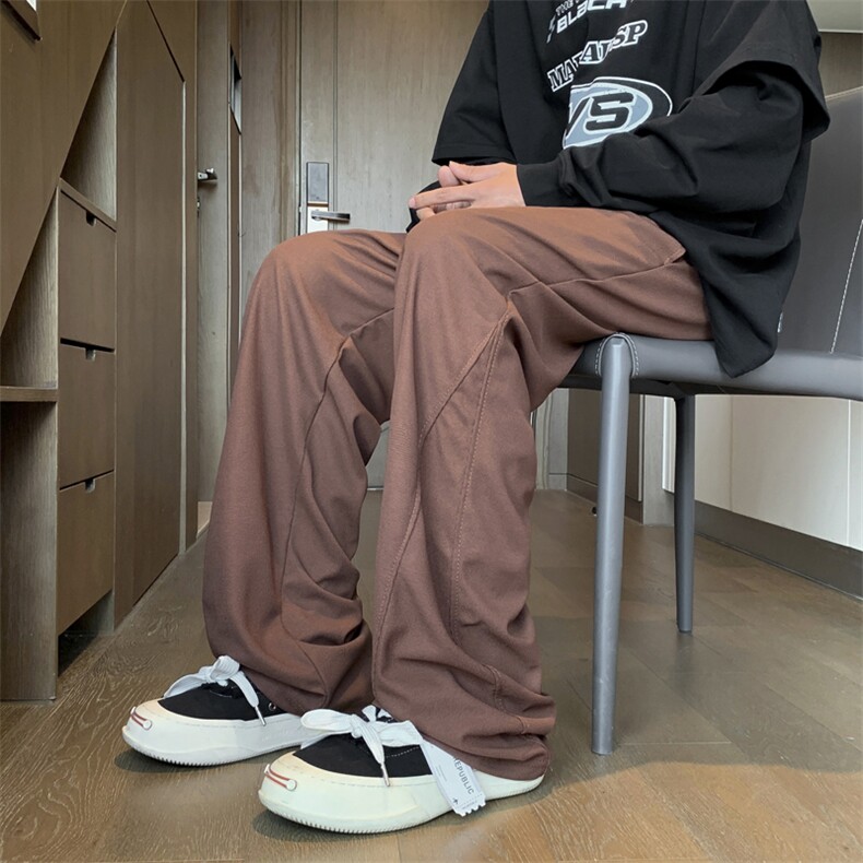 高品质秋款男华夫格卫裤贴标直筒阔腿休闲长裤h123P35,男装休闲裤,星座1013-1