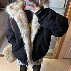 现货高品质美式高街冬季重磅硬挺短款座山雕毛领棉衣男女加厚外套，男装棉衣，电商A486