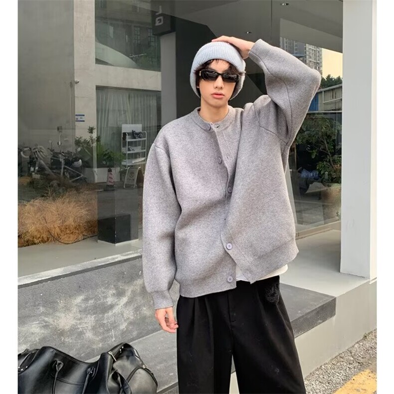 时尚ins气质原宿新款慵懒流行潮流鹿毛绒开衫纯色宽松毛衣外套,男装针织衫/毛衣,星座506A