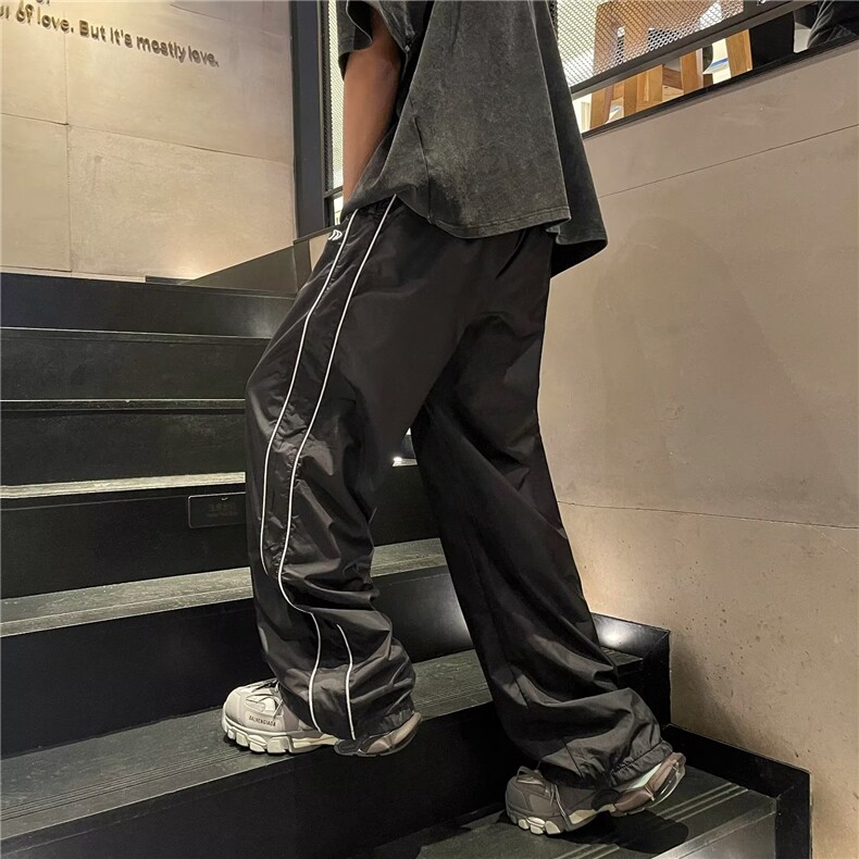 工装裤男春秋美式复古抽绳宽松大口袋休闲束脚运动裤GK236-P35,男装休闲裤,星座1109-3