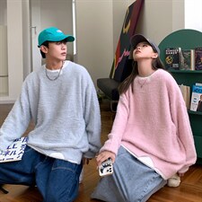 2023秋冬季毛绒圆领毛衣男日系慵懒百搭假两件情侣上衣M524-P68，男装针织衫/毛衣，星座512-2