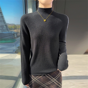 2025年秋季时尚百搭通勤简约休闲一线半高羊毛衫图片