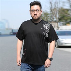 短袖t恤男士圆领印花夏装宽松潮流男装打底衫加肥加大码5930款图片