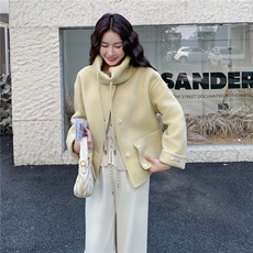 【】新品超好看围脖双面羊毛大衣2C081-8310P235K368，女装毛呢外套，2C081