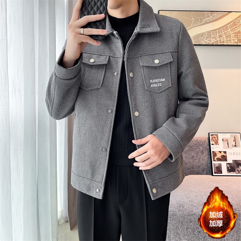2023秋冬季潮流宽松加棉加厚毛呢大衣夹克外套男N9801-p125控175,男装毛呢大衣,电商D303
