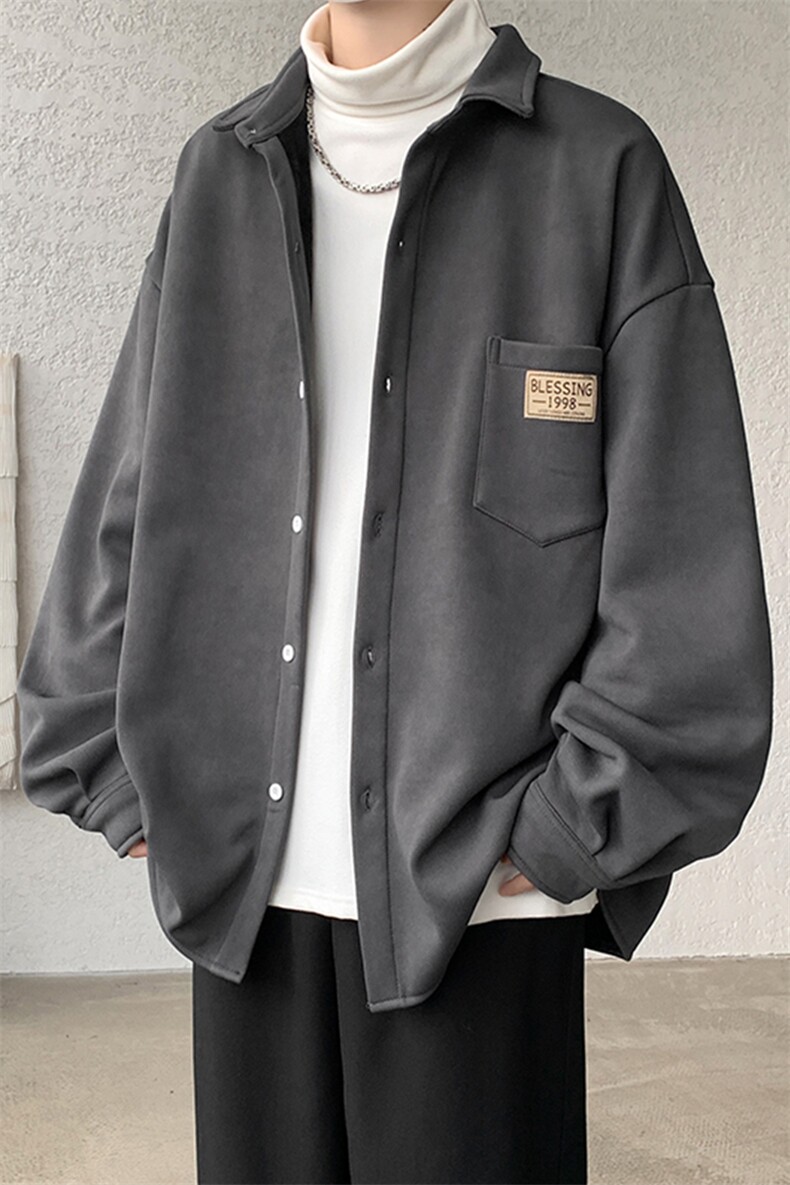 8XL-M秋冬款加绒加厚衬衫男做旧脏脏保暖外套大码衬衣CS29002P65,男装衬衫,电商B312