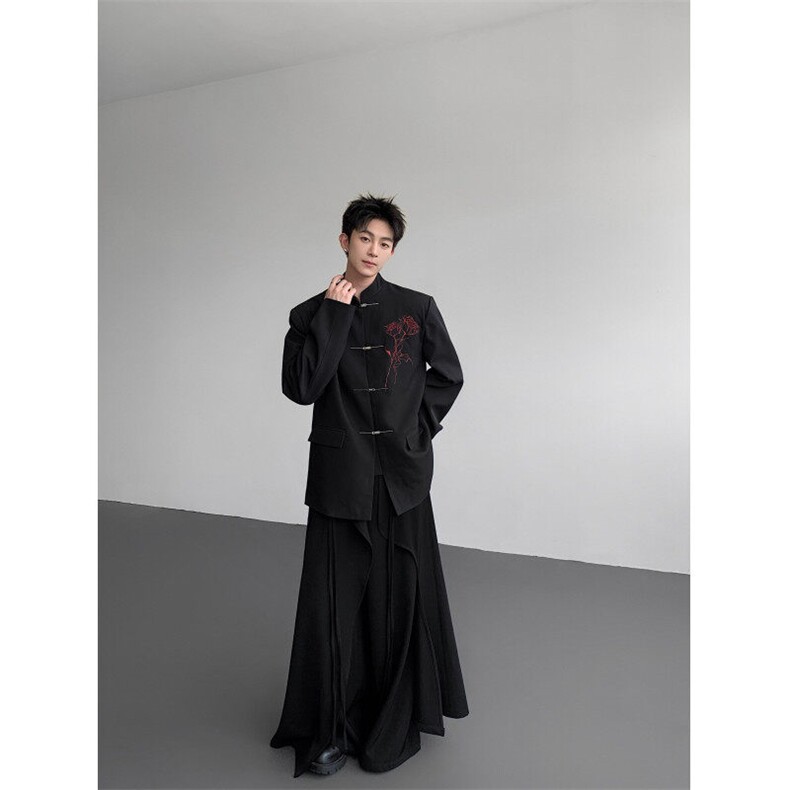 现货25秋冬新中式礼服婚礼玫瑰刺绣金属盘扣西装xz148-p128,男装西服套装,电商B288