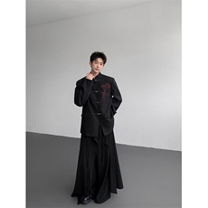 现货25秋冬新中式礼服婚礼玫瑰刺绣金属盘扣西装xz148-p128，男装西服套装，电商B288