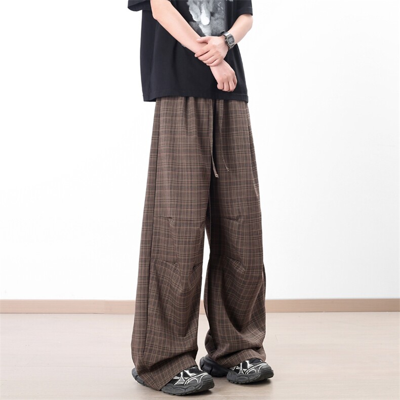（现货）A429-YK303特批45宽松垂感格子休闲裤数据款,男装休闲裤,电商A429