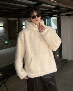 25加绒高克重保暖羽绒纱立领拉链连帽卫衣外套男女wy53-p98图片