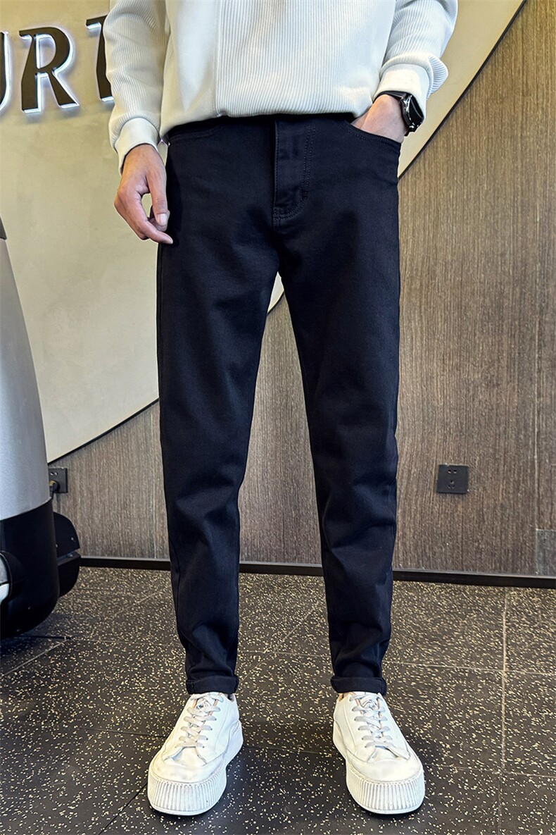 秋冬新款加绒牛仔裤男士高品质修身保暖加厚牛仔裤长裤901N38P68，男装牛仔裤，星座901