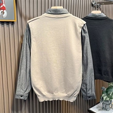 秋冬英伦男士修身复古假两件针织衫韩版毛衫拼接衬衫领外套，男装针织衫/毛衣，星座1013