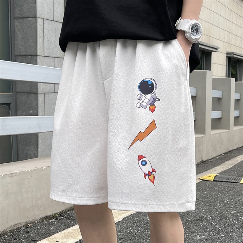 MK37165-P15冰丝短裤男士大码宽松休闲五分裤男运动中裤港风,男装休闲裤,电商A040