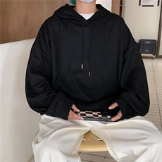美式麂皮绒卫衣男生秋季上衣连帽痞帅气宽松外套潮日常J01/P45，男装卫衣，星座506