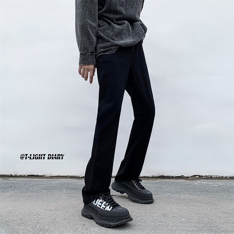 B221美式ins高街小众百搭修身弹力微喇牛仔裤LK23010-P60控78,男装牛仔裤,电商B221
