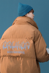 白鸭绒中性冬季新品字母印花百搭立领羽绒服YR221P195控258图片