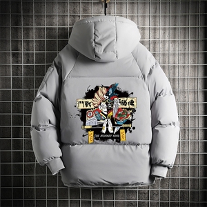 MY16016-P100 加厚加绒连帽衣男大码服男面包服男 网格挂拍图片