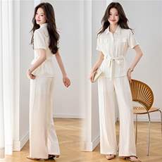 2026年夏季中高腰35周岁以上休闲衬衫女纽扣通用常规两件套，女装套装/套裙，悦祺