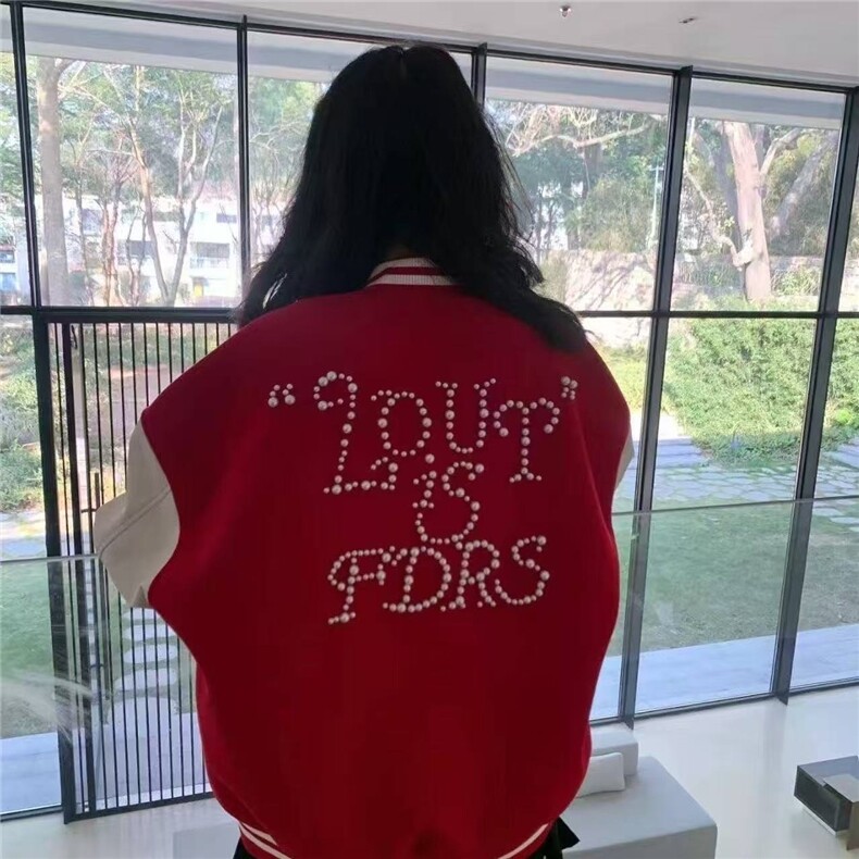 美式复古棒球服外套男女春秋季珍珠钉珠宽松重磅潮牌夹克情侣,男装夹克,星座1210-1