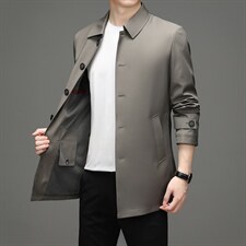 高档品质2023秋季新款中长款风衣男商务休闲青年男士外套夹克上衣，男装风衣，电商B212（原钱塘6029）