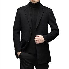 羊毛双面呢风衣男中长款外套爸爸装新款中年休闲男装HM9108-P340，男装毛呢大衣，电商B212（原钱塘6029）