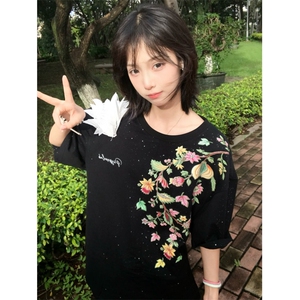 【有货】BK934CC-特P36 绣花肩章羽毛满天星立体浮雕短袖T恤男女图片