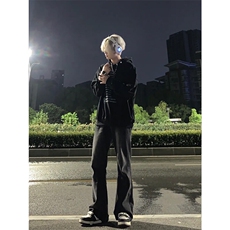 美式hiphop牛仔裤修身直筒微喇叭裤，男装牛仔裤，星座310A-4
