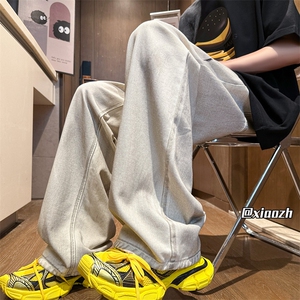 XZ616 夏季新款扎染白色百搭水洗牛仔裤 TY1018 M-5XL P65控78图片