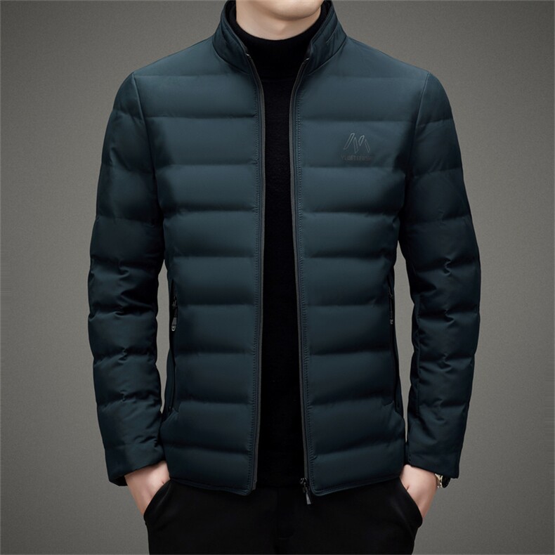 中年立领休闲羽绒服冬季新款男士加厚保暖白鸭绒外套上衣爸爸装,男装羽绒服,电商B212（原钱塘6029）