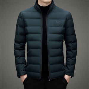 中年立领休闲羽绒服冬季新款男士加厚保暖白鸭绒外套上衣爸爸装图片