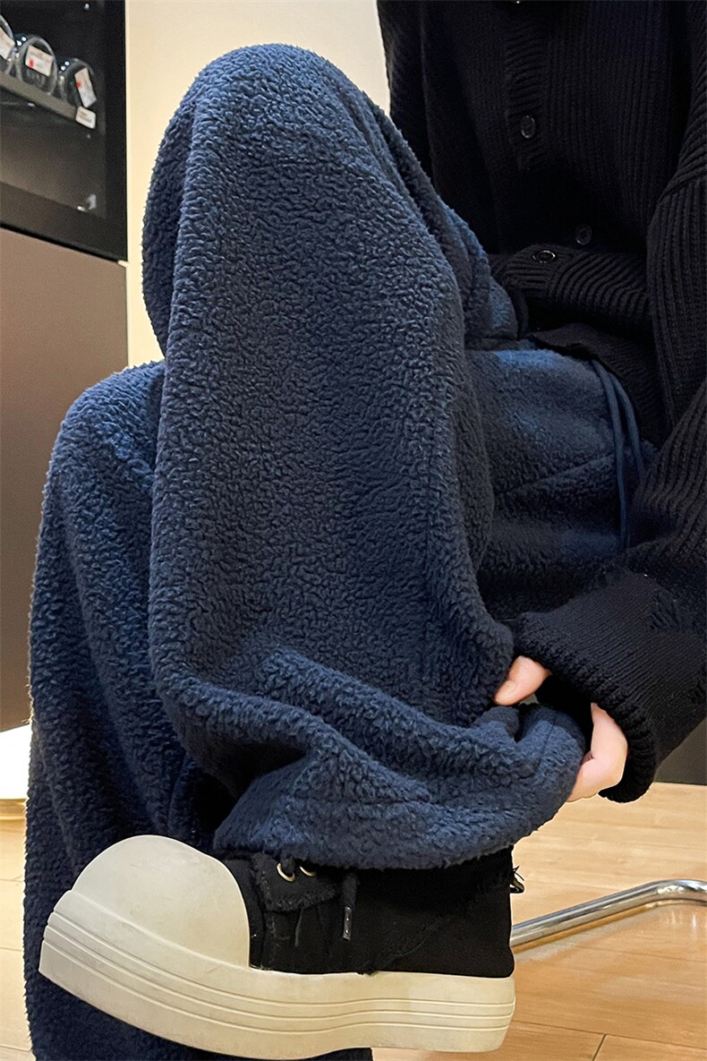 8XL-M摇粒绒裤子男加绒加厚休闲直通束脚宽松保暖裤K9122P78控98,男装休闲裤,电商D206-1