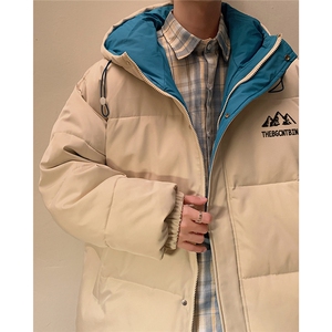 黄墙港风冬款休闲字母印花百搭连帽棉服A247-MY164特批95控158图片