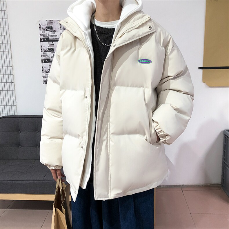 港风ins撞色拼接拼料厚款保暖连帽情侣棉服A071-Y280-P120,男装棉衣,电商A071