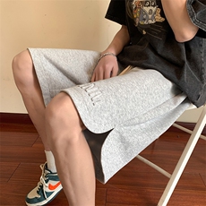 DK100P32港风钢印运动休闲裤美式高街钢印五分裤宽松直通短裤，男装休闲裤，星座1204-3