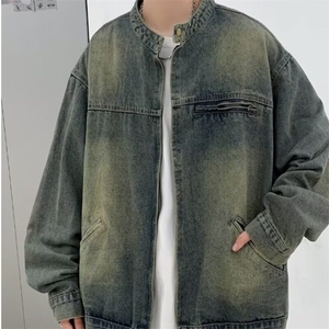 DW302-P68新款美式复古水洗做旧牛仔外套男女春秋季夹克宽松上衣图片