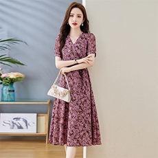 《现货新品》多色可选气质舒适印花连衣裙，女装连衣裙，魅丽静蓝