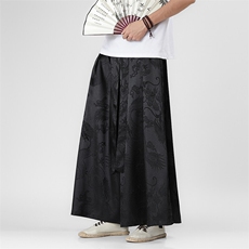 2025新中式马面裤汉服龙纹冰丝阔腿裤电商A057-K375-P55，男装民族服装，电商A057B