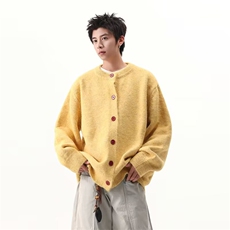 秋冬新款开衫毛衣美式复古休闲慵懒风针织衫男纯色外套M5811p58，男装针织衫/毛衣，电商D315