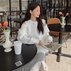 【2024现货】设计感露肩品牌货两色数据好2C220-P115-K169，女装卫衣/绒衫，2C220