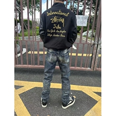 夹棉街头嘻哈字母刺绣棒球服外套男女短款上衣潮W6913-P108，女装短外套，星座412-3