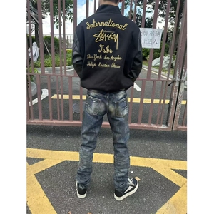 夹棉 街头嘻哈字母刺绣棒球服外套男女短款上衣潮W6913-P108图片