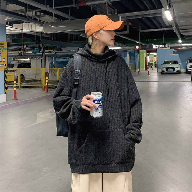 高领连帽毛衣男秋冬季慵懒风针织衫卫衣oversize重磅男士外套,男装针织衫/毛衣,星座410-7