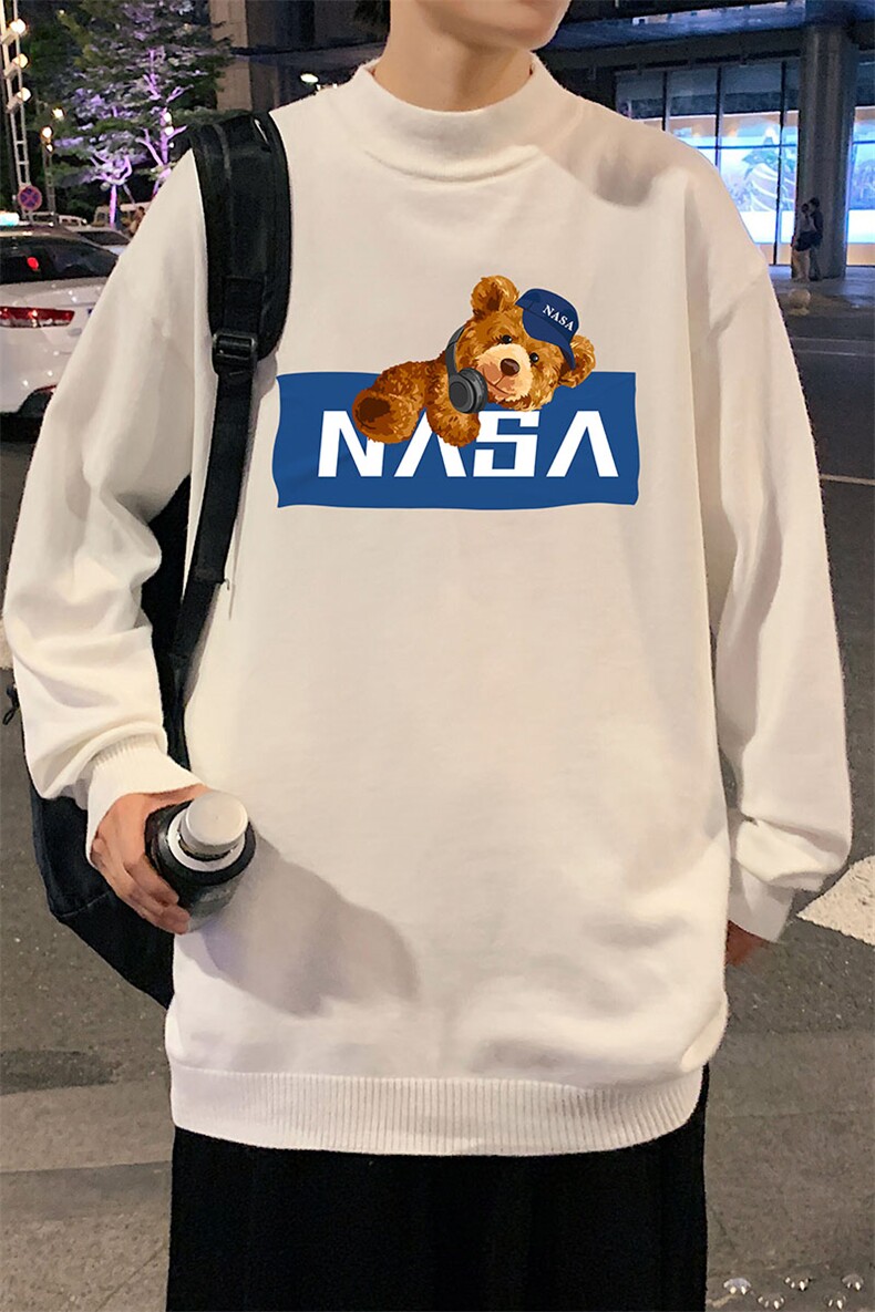 NASA半高领毛衣男士大码针织衫男毛线衣男M18247-P45加绒款-P65,男装针织衫/毛衣,电商A040