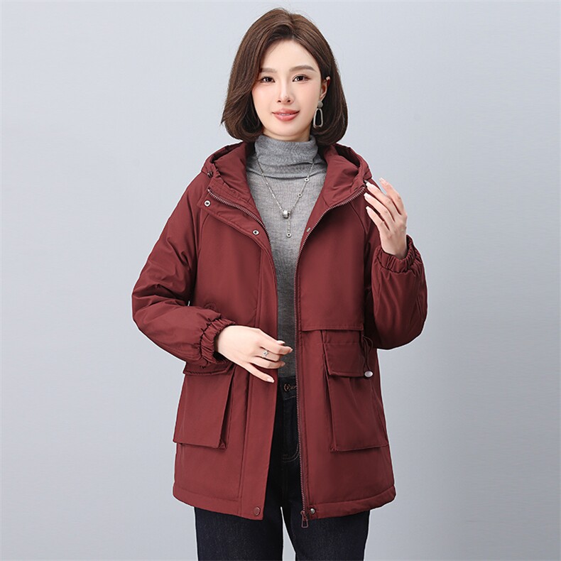 2024年冬季新款时尚休闲加绒加厚派客服,女装派克服,依恋蒂丝