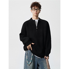 8798-P482025年秋冬季新款毛衣男士时尚半高拉链领宽松针织衫，男装针织衫/毛衣，电商A113