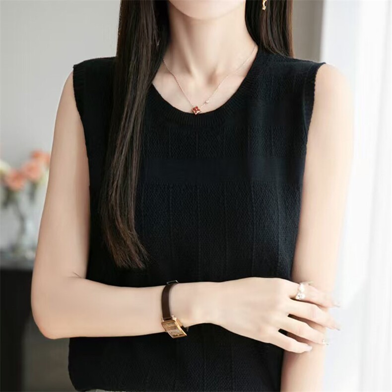 夏季背心吊带女宽松西装内搭冰丝无袖打底白色T恤女外穿百搭上衣,女装T恤,萱芳婷羊绒