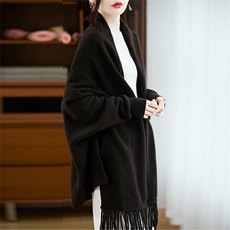 2025秋冬百搭时尚简约长款披肩针织衫，披肩，端硕羊绒
