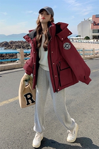 高级感白色工装派克羽绒服女冬季2024新款短款90白鸭绒冲锋衣外套图片