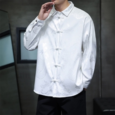 2025秋冬新款厚款龙纹长袖衬衫外套风盘扣唐装汉服2536-P60，男装衬衫，电商A057B